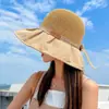 Ciclismo Vazio Top Sunshade Chapéu Feminino Palha Preto Borracha Chapéu Xale Dobrável Aba Grande Chapéu Protetor Solar Proteção UV Chapéu de Sol