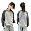 Ropa interior térmica para niñas con forro polar para otoño e invierno, ropa interior casual, cuello redondo, mangas largas en bloques de color, tejido cepillado, para niños de talla mediana y grande, top cálido