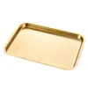 Acero Inoxidable Dorado Rectangular Plato Dulcero Plato de Cena Bandeja Plato Plano Estilo Japonés Plato Cuadrado Vintage Estilo Antiguo