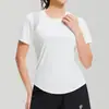 Empalme de Malla de Ángulo Recto de Manga Corta de Secado Rápido Deportivo para Correr Cuello Redondo Refrescante y Fresco Fino para Mujer Deportes al Aire Libre Modelo de Mujer