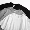 Camiseta de algodão puro de peso pesado, gola redonda, manga curta, para homens, branca pura, estilo americano, simples, cor sólida, corte solto, camiseta de verão para mulheres
