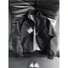 Jaqueta bomber tie-dye fosca estilo retrô americano com gola alta, jaqueta externa funcional patchwork curta masculina de outono, jaqueta de couro da moda