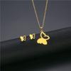 Collar y pendientes de acero inoxidable sencillos con personalidad de libélula y nueva flor transfronteriza europea y americana, traje de cadena de clavícula, joyería