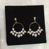 Pendientes de perlas de tamaño circular exagerado distintivos de estilo coreano para mujer, de moda retro, delgados, combinables con todo, elegantes, de celebridades de Internet.