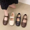 Zapatos Mary Jane de estilo francés para mujer, estilo coreano, punta cuadrada, un pedal, boca baja, planos, de moda, primavera y otoño de 2025