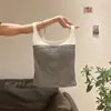 Camisola de Bloques de Color de Moda para Mujer Otoño Nuevo Ajuste Delgado Sin Mangas Crop Top