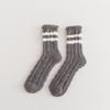 Nuevos Calcetines de Coral Fleece Otoño e Invierno Dos Rayas Color Morandi Medio Fleece Para Dormir Calcetines de Longitud Media Calcetines Cálidos para el Piso