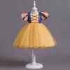 Vestido de Princesa de Boda Peludo para Niños Europeos y Americanos, Disfraz de Baile de Rendimiento, Atuendo Navideño, Vestido de Blancanieves para Niñas