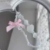 Caramelo Suave Corazón Nicho Polvo de Leche Cinta Azul Lazo Cuentas Cadena de Lanyard para Teléfono Gentil Tipo Hada Cadena de Cámara Ccd
