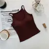 Camisola acanalada de color liso con copas en el pecho, chaleco cálido de otoño e invierno, modelo nuevo, camisola integrada con copas en el pecho, versátil para usar como prenda interior o exterior