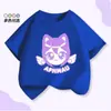 Camiseta de Algodão Infantil de Verão Desenho Animado Aphmau 2026 Transfronteiriça Europeia e Americana Nova de Verão História Estranha Camiseta de Algodão Infantil