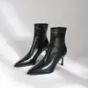 Botines Elásticos Ajustados de Punta Fina para Mujer 2026 Nuevo Otoño/Invierno Tacón Fino Elegantes Tacones Altos Cremallera Lateral Adelgazantes Moda Botines