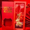 Set de Caja de Regalo Llavero de Oro Puro 999 "Hazte Rico al Instante", Colgante de Bolsita Dorada, Cadena para Teléfono al por Mayor