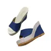 Nuevas Chanclas de Cuña de Moda Europea y Americana 2024 Plataforma Suela Gruesa Tacón Alto Tira Única Talla Grande Punta Abierta Chanclas para Mujer