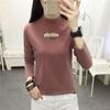 074 # Camiseta de Manga Comprida Feminina Gola Alta (Tiro real) (100% Outro) (Aumentar 2Xl/3Xl)