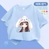 Camiseta de Algodão Puro Manga Curta para Meninas Verão 2025 Nova Estilosa Roupa para Crianças Maiores Roupa de Verão Infantil Top Manga Meia-Manga