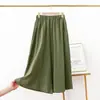 Pantalones de Pierna Ancha de Algodón y Lino para Mujer Verano Delgados Talla Extra Sueltos Adelgazantes Caída Rectos Casuales Pantalones Cortos Estilo Perezoso