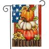 Bandera de jardín de doble cara de lino con diseño de calabaza de bienvenida para Acción de Gracias, otoño cálido, decoración de patio