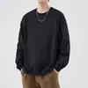 Camiseta casual de manga larga para hombre, color liso, cuello redondo, talla grande, para primavera y otoño, versátil y simple, adecuada tanto para interiores como para exteriores, top para ir al trabajo para hombres jóvenes