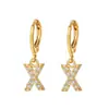 Comercio Exterior Moda Europea y Americana Hebilla para Oreja Chapado en Cobre Oro Real Circonita Microincrustada Aro para Oreja Pendientes Pendientes Simples Elegantes de Letra para Mujer