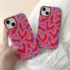 Capa de Celular Personalizada com Cor Contrastante em Formato de Coração com Design Estilo Retrô, Anti-Queda, Resistente ao Desgaste, Proteção de Borda Completa, Compatível com Múltiplos Modelos da Apple