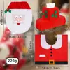 Conjunto de Três Peças para Banheiro de Natal Papai Noel Capa para Vaso Sanitário Tapete de Chão Caixa de Lenços Decorações de Banheiro de Natal