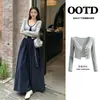 Conjunto de dos piezas para mujer: cárdigan ligero azul marino de corte ajustado y vestido strapless estilo Hepburn, vestido tipo top sin mangas de verano