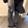 Pantalones de rizo a rayas blancas y negras para mujer, nueva colección otoño/invierno 2026, holgados y casuales, suaves y cómodos, de cintura alta, con caída fluida, pierna ancha