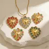 Acessórios de Pingente Coração de Renda em Aço Inoxidável Europeu e Americano Banhado a Ouro Moda Brincos DIY Acessórios de Colar Joias