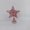 Estrella de árbol de Navidad transfronteriza, estrella de hierro de cinco puntas, hueca, rosa, oro y plata, decoración para árbol de Navidad rojo, venta al por mayor