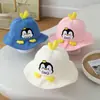 Chapéu de Pescador Infantil Versão Coreana Fofo Pinguim Chapéu de Sol Outono Novo Chapéu Balde à Prova de Vento para Bebês de 1-2 Anos
