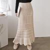 Gongyu Weng Verão plus size Feminino Wear Jin menina gordinha Oco Renda Malha Comprimento Médio Cintura Alta Rabo de Peixe Saia Quadril