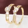 Anillo de Boda Romántico de Lujo Ligero Estilo Francés, Anillo de Cobre Puro con Circonita de Doble Capa de Lujo Ligero, Joyería para Regalo de Vacaciones, Venta al por Mayor de Fábrica y Dropshipping