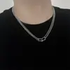 Collar de acero inoxidable con hebilla de doble capa transfronteriza para hombres y mujeres, tendencia que no se decolora, cadena para clavícula de alto sentido Joker, fabricantes