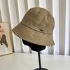 Chapéu de Balde Feminino Estilo Coreano Outono e Inverno Novo Couro PU Fosco Moda Artística Aba Curta Vintage Chapéu de Pescador