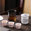 Juego de té de viaje para uso en exteriores: Tetera de Vidrio Portátil con Tres Tazas de Cerámica