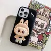 Capa de Celular de Silicone com Suporte Labubu Cartoon Estéreo 3D Letra Inglesa Adequada para Apple 161514Promax