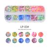 Decoración de uñas de Amazon con lentejuelas de mariposa, 12 cuadrículas, caja larga, lentejuelas para uñas, mariposa, redondas, color joyería para uñas