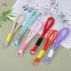 Lanyard para teléfono macaron de doble capa con bloques de color, cuerda tejida de color dopamina, accesorio para llaves y teléfono, correa de muñeca anticaída