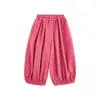 Nuevos pantalones casuales de estilo coreano Wulibu para niños de primavera y otoño, pantalones holgados para niñas, elegantes pantalones con puños de capullo de flor anti-mosquitos