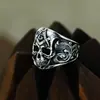 Anillo de Acero de Titanio para Hombre con Calavera Masónica Retro de Personalidad Europea y Americana, Anillo de Dedo de Moda Punk Tendencia Elegante