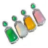 Ágata transparente como el hielo incrustado con un charm de "Sin Preocupaciones", un colgante de jade, disponible en múltiples colores, un elegante colgante de jade para mujer, al por mayor