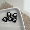 Preto e Branco Leite Café Bonito Tridimensional Dos Desenhos Animados Kitty Cat Nail Art Jóias Resina Arco Desgaste Unhas Decoração Colar