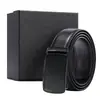 Cinturón de Cuero Personalizado para Hombre de Cuero Genuino Hebilla Automática Cinturón de Cintura de Piel de Vaca Logo Impreso a Color Regalo de Negocios Hebilla de Trinquete Cinturón de Cuero de Primera Capa para Hombre