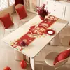 Mantel Individual Rojo de Año Nuevo, Impermeable y a Prueba de Aceite, Mantel sin Lavado, Mantel para Mesa de Café con Ambiente Festivo, Mantel Protector de Mesa Anti-Escaldaduras