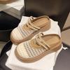 Pantuflas Baotou de Fondo Grueso para Mujer 2025 Verano Estilo Coreano Moda Sandalias con Agujeros Ligeras Aumentadas Transpirables Zapatos de Malla Hueca