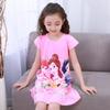 Nuevo Camisón Infantil Delgado de Verano Cuello Redondo Manga Corta con Volantes Princesa Estampado Dulce Ropa para el Hogar de Niña