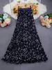 Falda Plisada de Gasa con Estampado Floral Pequeño de Cintura Alta para Mujer, Longitud Media, Nuevo Estilo Delgado Primavera/Verano 2024