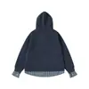Ropa de Hombre Beijie Otoño 2026 Nuevo Sudadera con Capucha de Retazos a Cuadros Falso Dos Piezas Unisex Suelta Pullover