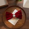 Pinza para el cabello de lazo de terciopelo vintage Otoño e Invierno Clip para la parte posterior de la cabeza Tocado de Año Nuevo Pinza para el cabello negra y roja Accesorios para el cabello de novia